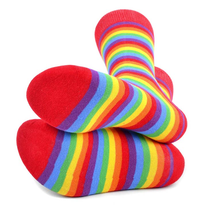 Selini New York - Wholesale Socks - Men's - Men's Rainbow Striped Novelty Socks - NVS19581