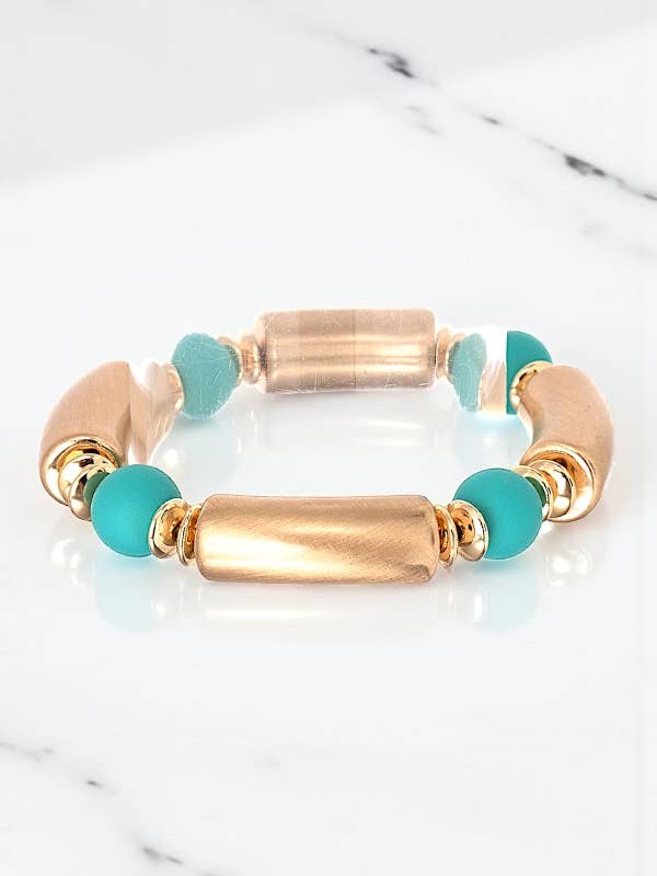 POLISHED BAR BEAD STRETCH BRACELET for wholesale by Andrea Bijoux