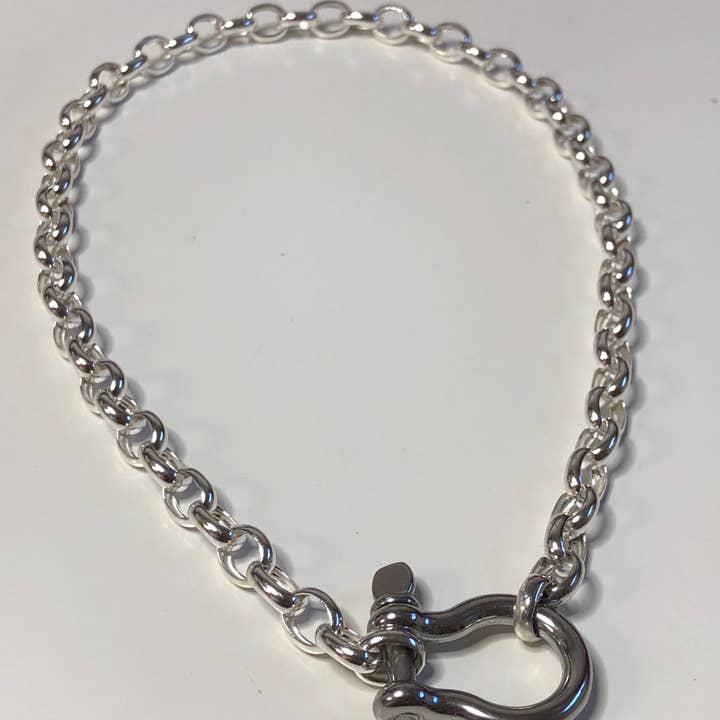 Sterling Silver Anchor Link Shackle Necklace for wholesale by Fishgirl Designs