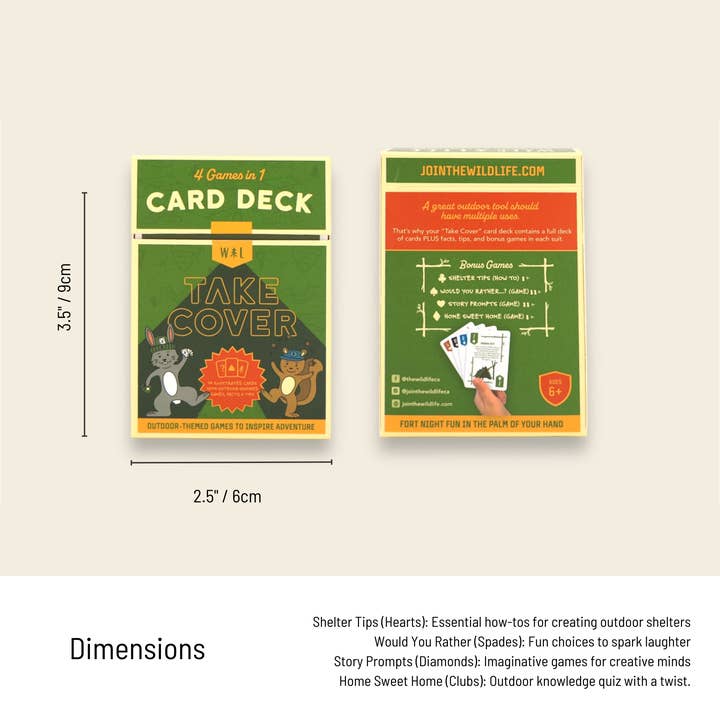 Wild Life Outdoor Adventures - Wholesale Card Game - "Take Cover" 4 in 1 Card Game