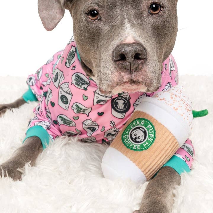 'Brews before Chews' Pit bull Pajamas- Pink for wholesale by Pittie Clothing Co.