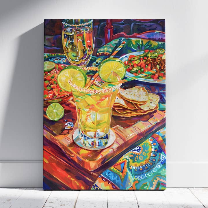 Fiesta Vibes and Lime Cheers - Framed Canvas Wall Art Print for wholesale by House Prints