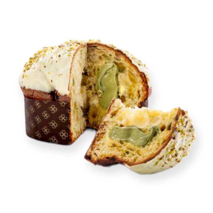 Brontedolci Pistachio Panettone With a glass Jar Pistachio Cream 1 kg for wholesale by Made in eatalia