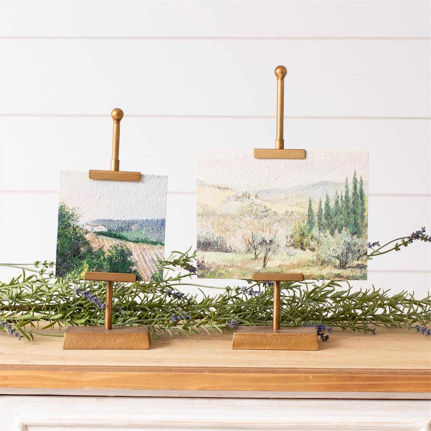 Audrey's Home & Gift - Wholesale Easel - Mini Landscape Art on Gold Easel Stands (Set Of 2)1