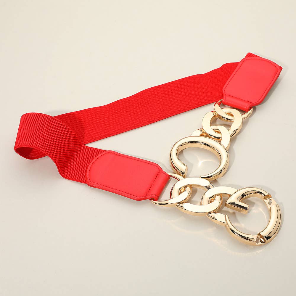 Sensibling Corp. - Venta al por mayor Cinturón - Mujer - Cinturón elástico con hebilla de cadena de doble anillo metálico.3