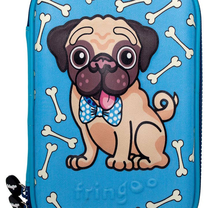 Étui à crayons à couvercle rigide - Pug and Bones pour la vente par Fringoo Group Ltd