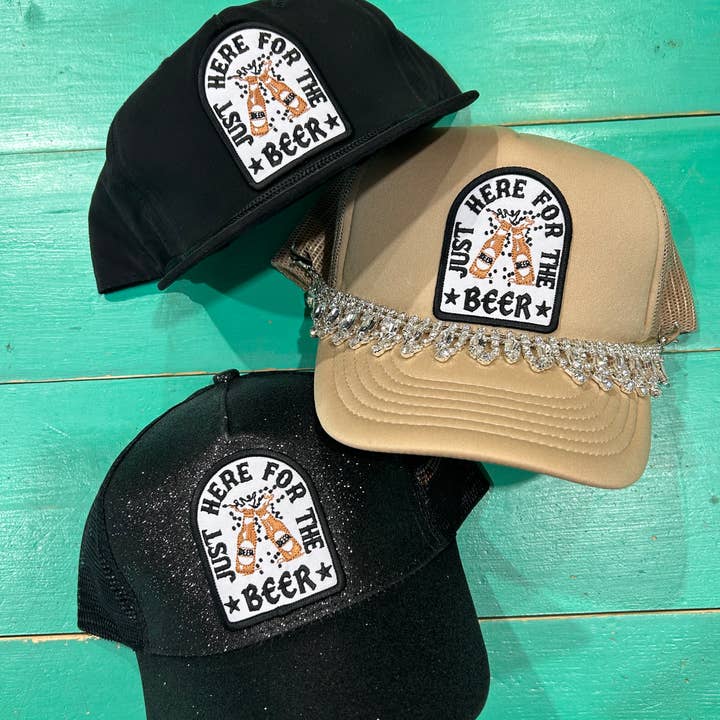 Just Here For The Beer Trucker Hat | Drinking Cap for wholesale by Vibes Hat Company