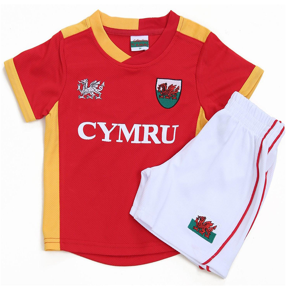 MANAV – wholesale Top & short set – Kids – Kids Gold Wales Football Kit0