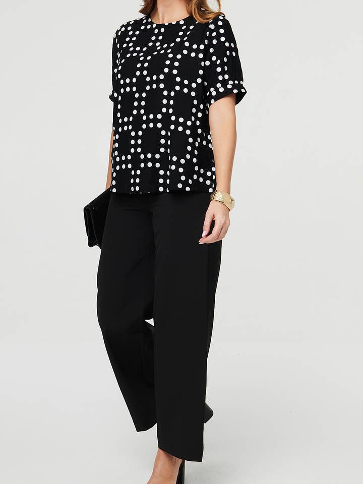 Polka Dot Print Short Sleeve Relaxed Top
for wholesale by Stellalondon