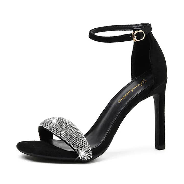 Women's High Quality Open Toe Ankle Strap Pencil Heel Sandal for wholesale by Rhinestone Belt Store