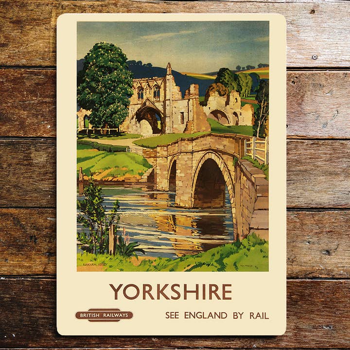 Yorkshire, England Abbey Bridge art Metal Sign Plaque for wholesale by The British Metal Signs Company