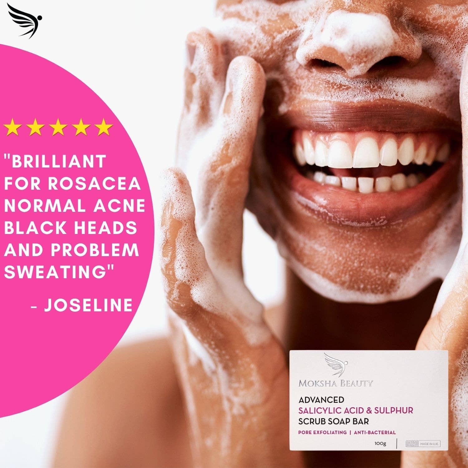 Moksha Beauty - Wholesale Bar Soap - Sulphur Soap for Acne, Mites, Scabies, Anti-Blemish Soap7