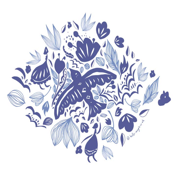 Diamonds and Birds - Illustrated Greetings Card for wholesale by Hello Magpie