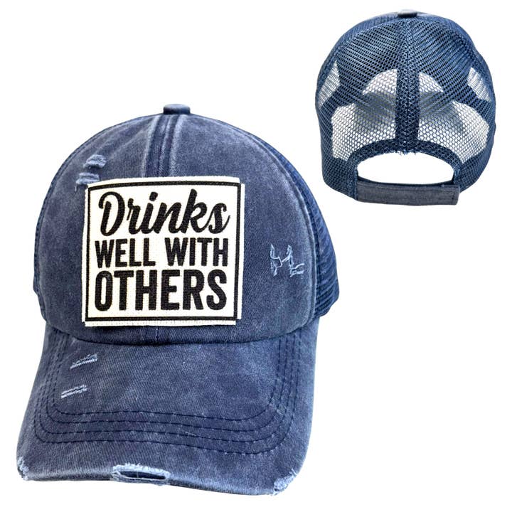 dkhandmade - Wholesale Trucker Hat - Unisex - DRINKS WELL WITH OTHERS BALL CAP | UNISEX HAT | DISTRESSED7