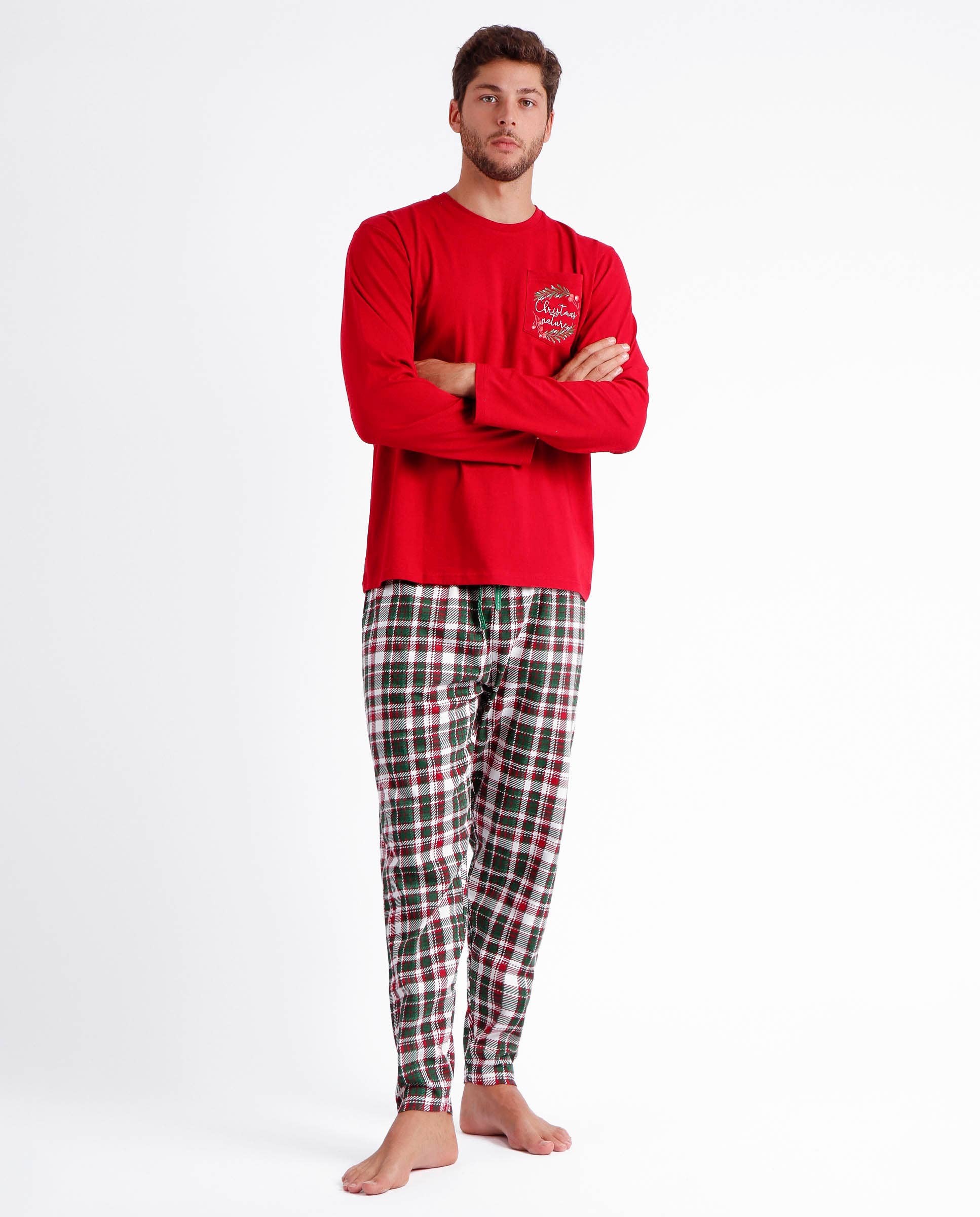 RUBY RED ADMAS Christmas Nature Long Sleeve Pajama for Men for wholesale on Faire
