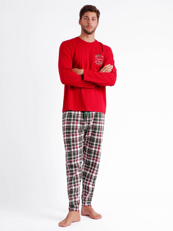 RUBY RED ADMAS Christmas Nature Long Sleeve Pajama for Men for wholesale on Faire0