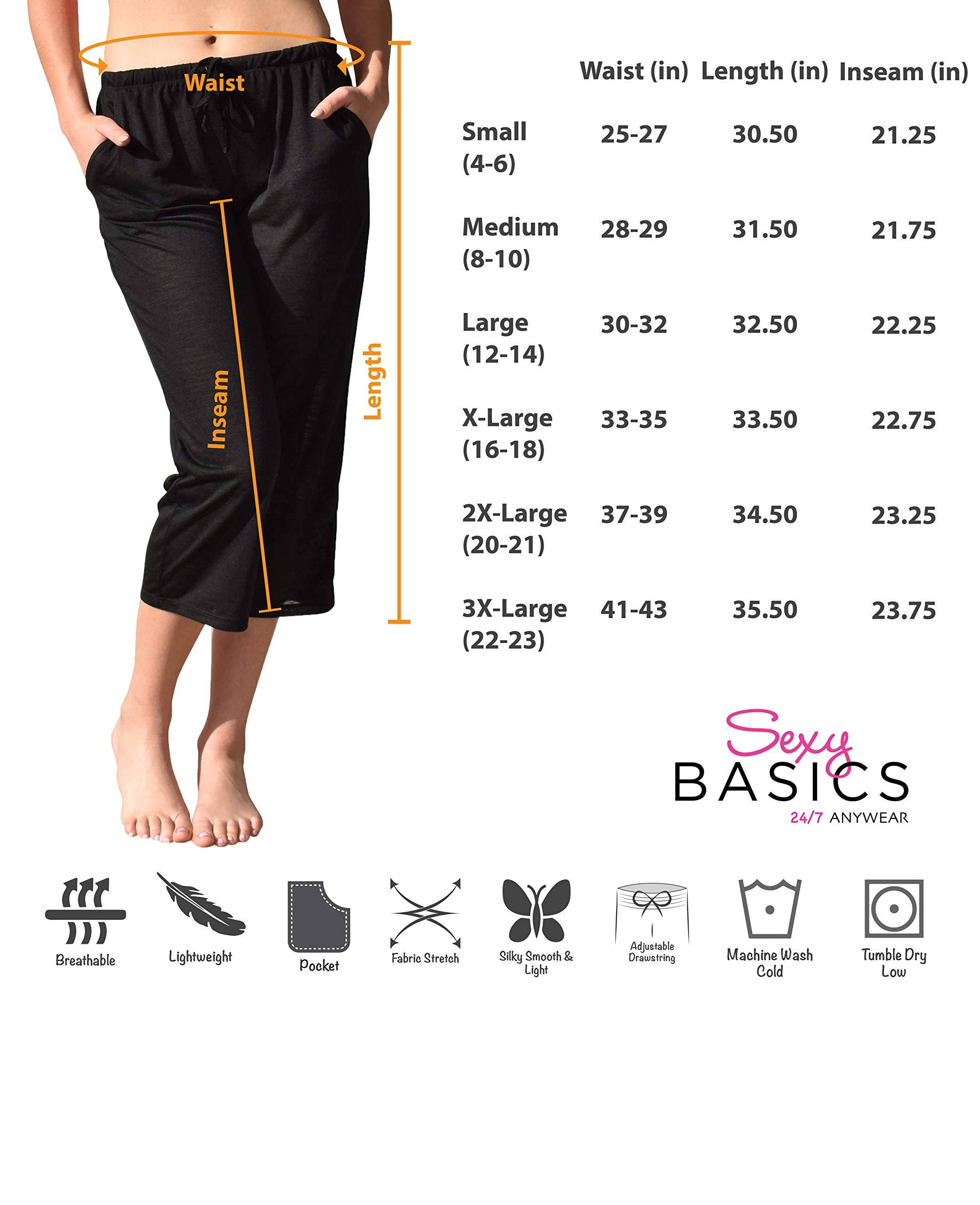 I-Wear Brands - Wholesale Lounge Sweatpants/Joggers - Women's - 4 Pack Women's Casual Poly-Slub Capri-Length Lounge Pants10