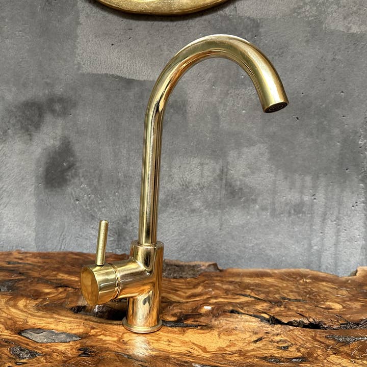 Unlacquered Brass Sink Faucet, Single Handle Mixer Faucet, Wet Bar Brass Sink Faucet for wholesale by Artihand