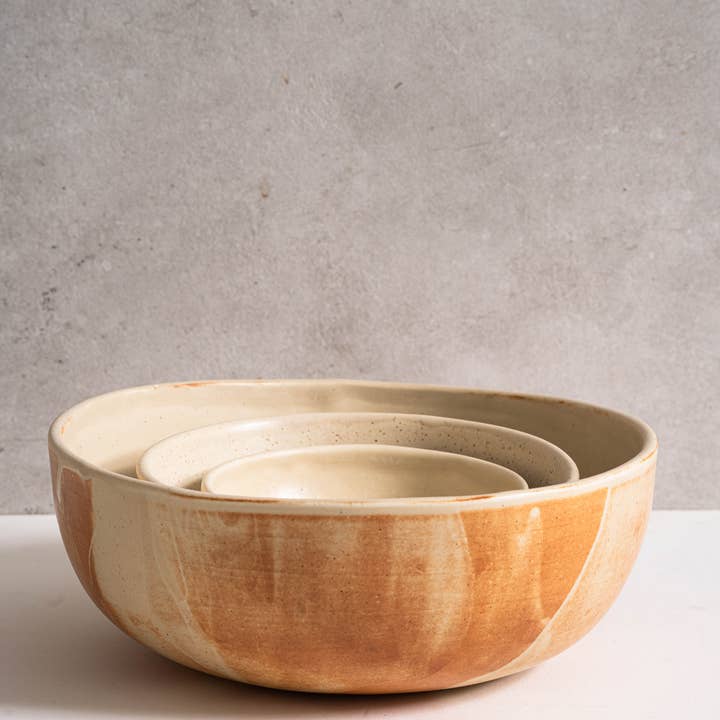 Creating Comfort Lab - Wholesale Serving bowl - Caramel Stoneware Nesting Bowl Set0