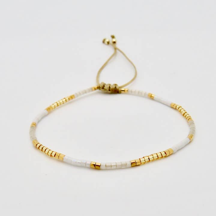 Rosamariposa - Wholesale Beaded Bracelet - Dainty 3 Tone Bracelet - 24k Gold Plated