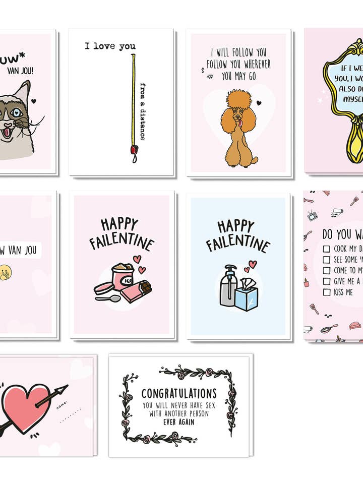 Valentijnskaarten | 10 x Grappig for wholesale by liefs jansje