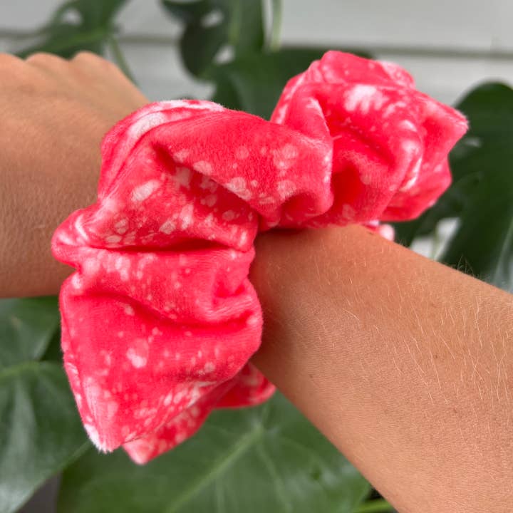Coral Tie Dye Velvet Oversized Scrunchie for wholesale by createdbyMishka
