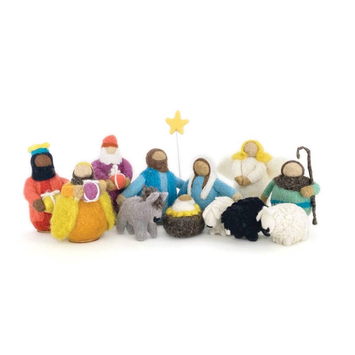 Classic Felt Nativity, 12-Piece Set for wholesale by Sheep Farm Felt