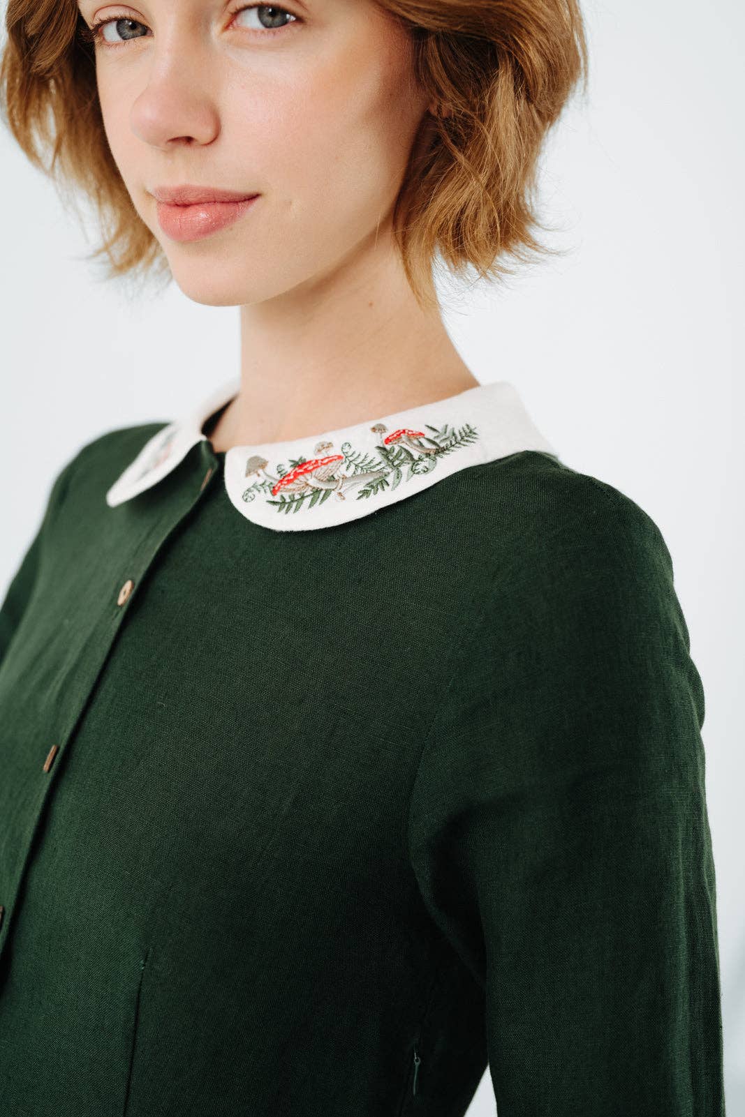 Son de Flor - Wholesale Dress - Women's - Classic Dress with Embroidered Wildwood Collar, Long Sleeve8