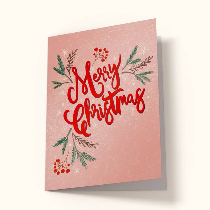 Tarjeta de Navidad con texto "Pink X-Mas" para venta al por mayor de Poppydesign