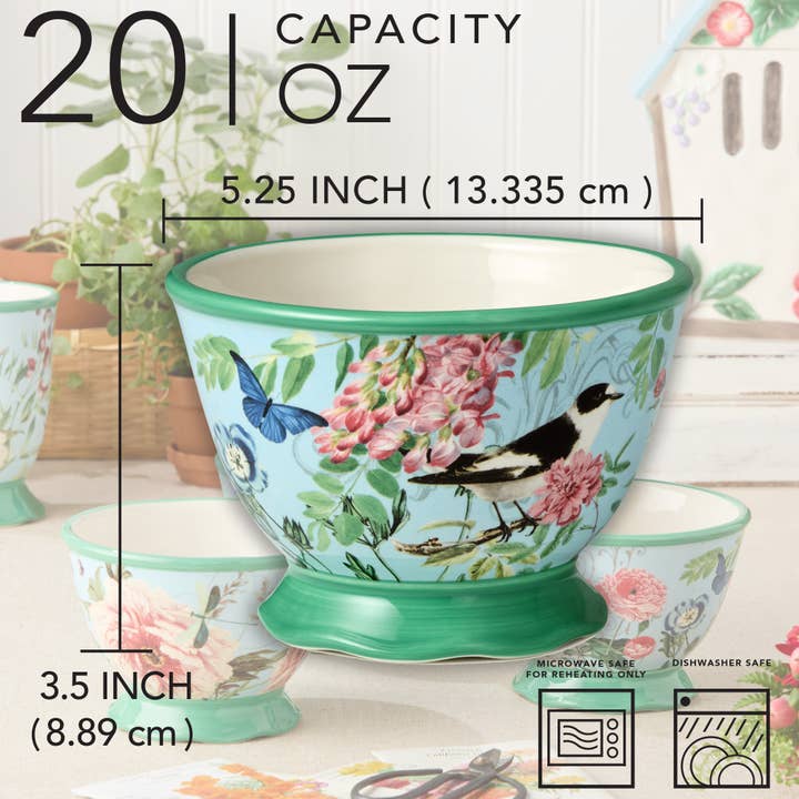 Certified International - Wholesale Bowl - Flora Ice Cream Bowl 5.25in x 3in 4 asstorted 24 oz9