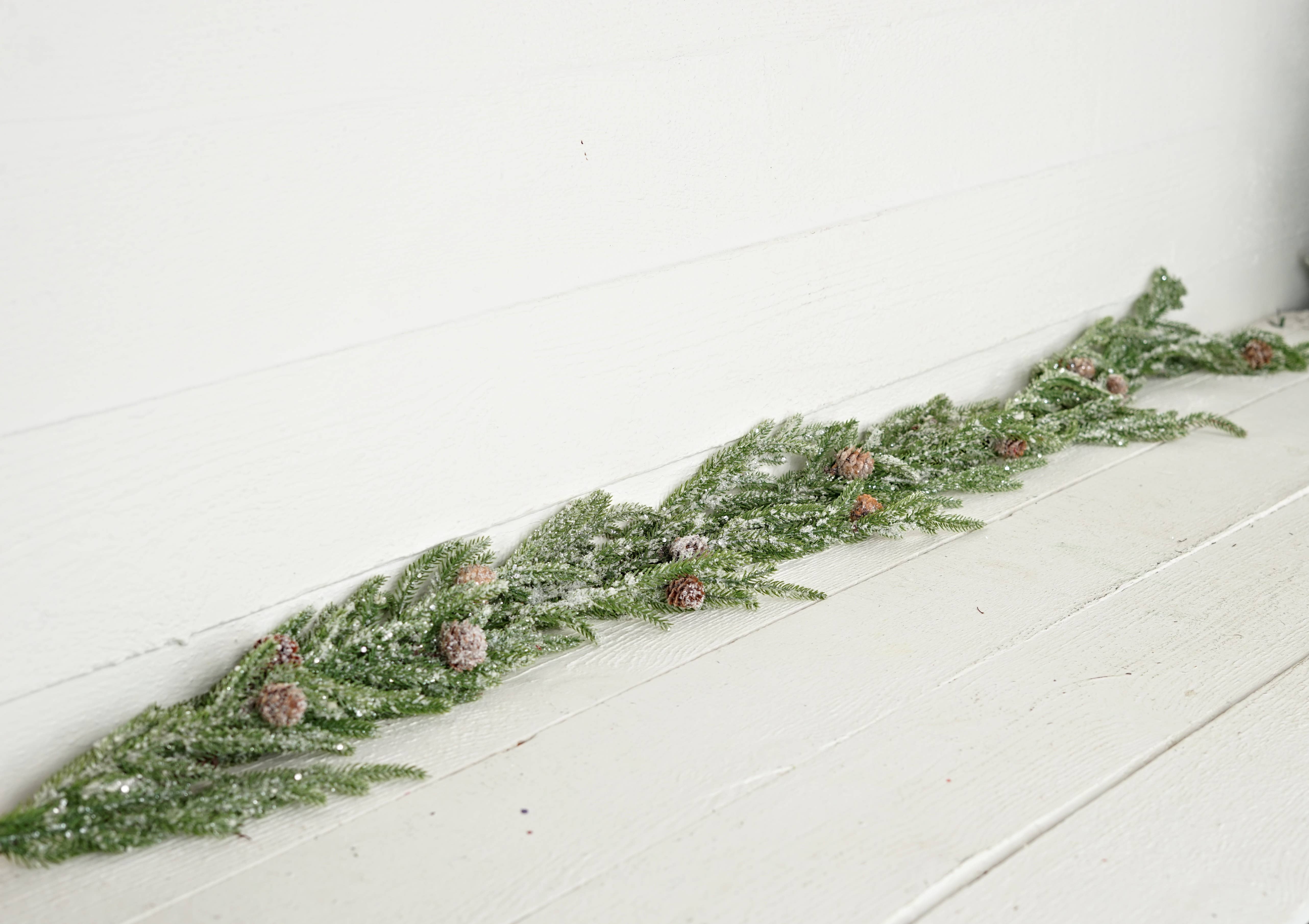 Holiday Depot Inc. - Wholesale Bunting/Garland - 510381- 5ft Garland-Snowy Soft Touch Norfolk Pine with pinec3
