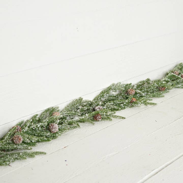 Holiday Depot Inc. - Wholesale Bunting/Garland - 510381- 5ft Garland-Snowy Soft Touch Norfolk Pine with pinec3