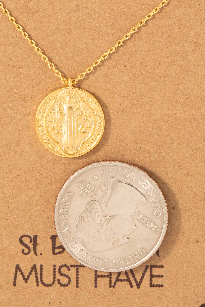 Fame Accessories - Wholesale Pendant/Charm Necklace - Mini Saint Benedict Pendant Necklace1