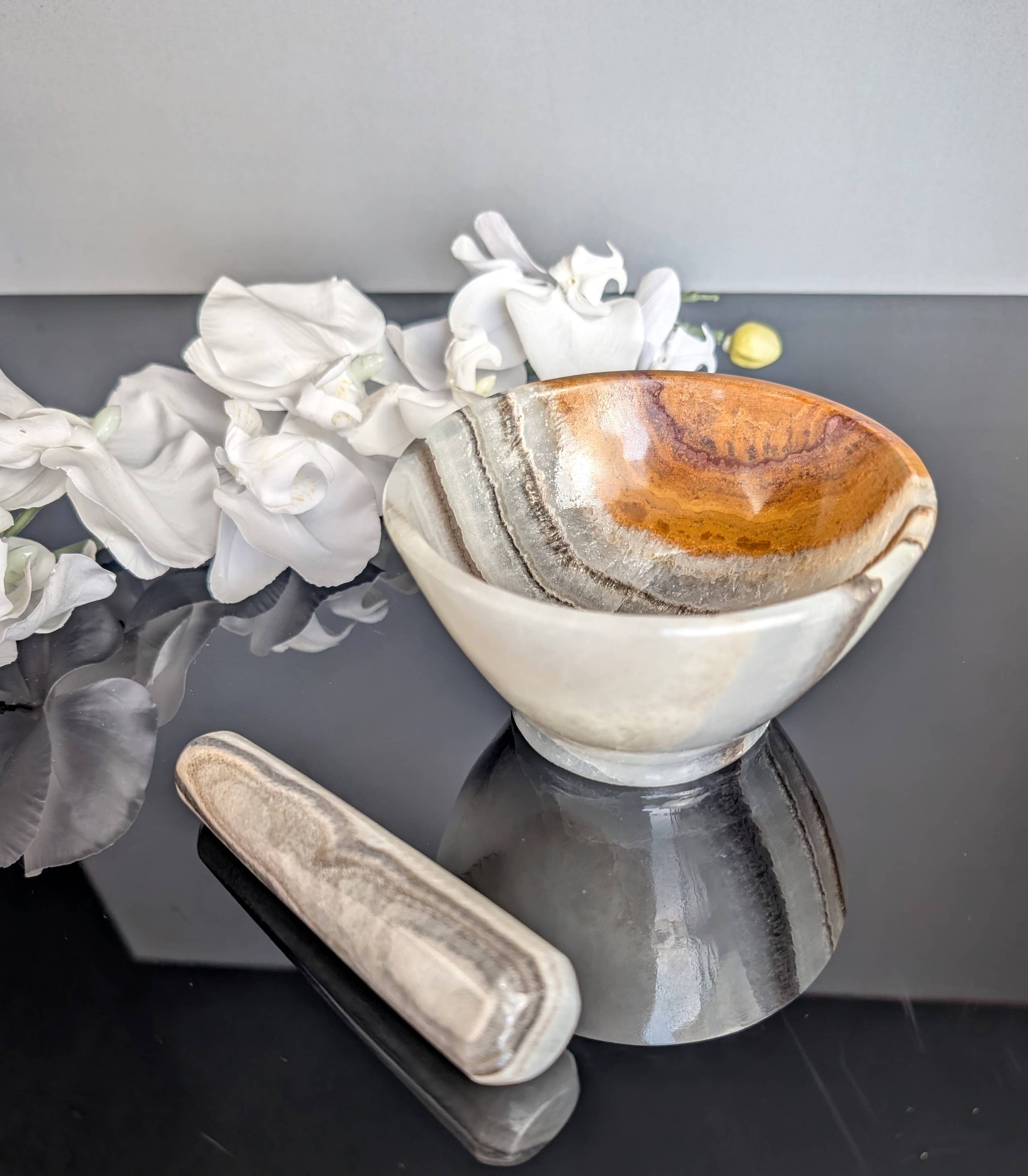 OnyxBowl - Wholesale Mortar & pestle - Hand carved Stone Molcajete, Onyx Mortar and Pestle0