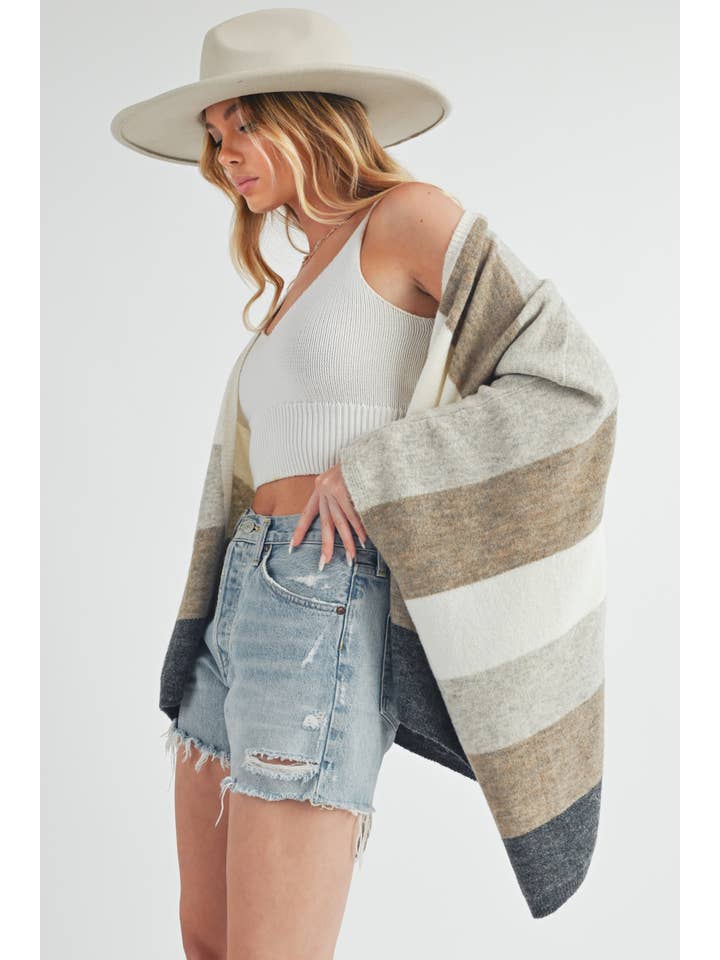 Multi 3212EK Zuri Poncho Cardigan for wholesale on Faire