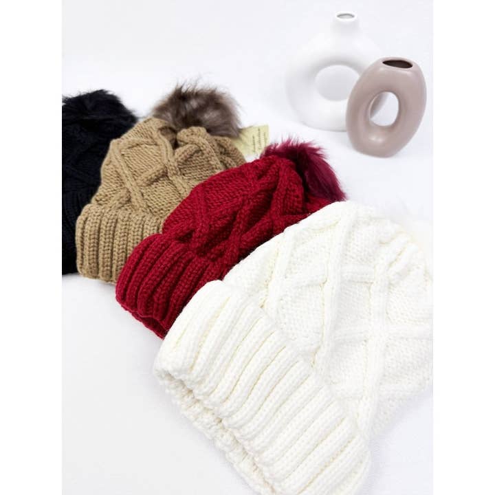 MIX COLOR Thick Cable Knit Beanie for wholesale on Faire5