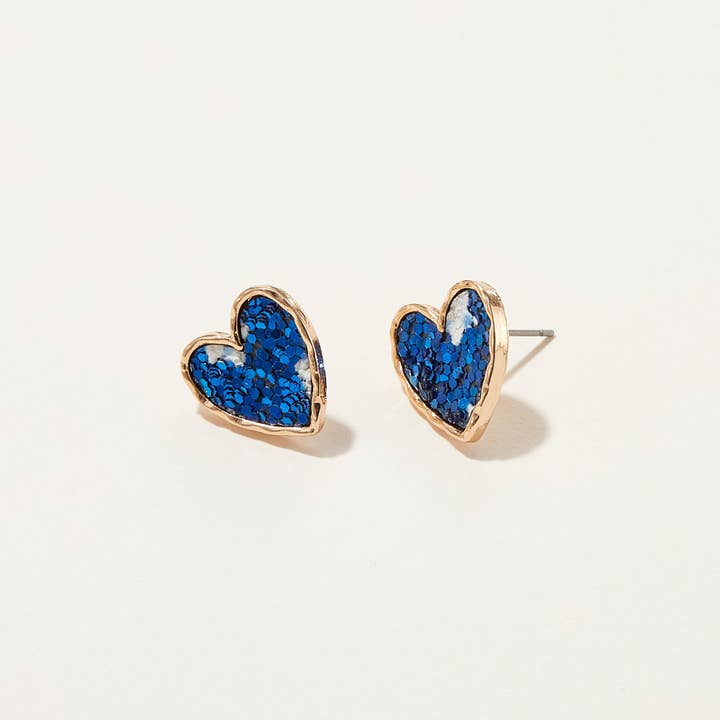 Multi America Glitter Heart Stud Earring 6 pcs Set for wholesale on Faire