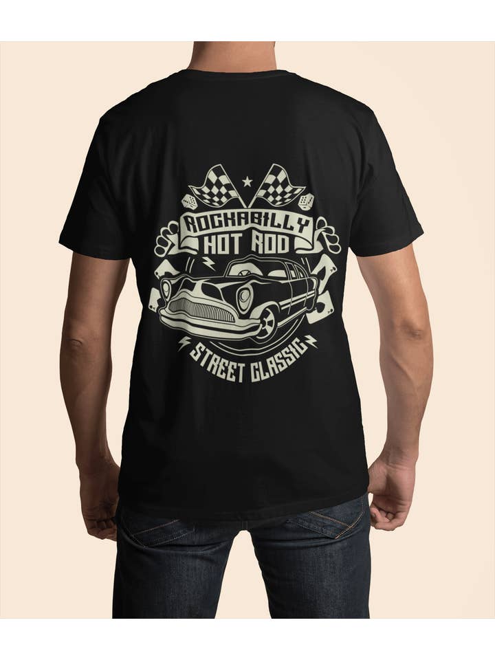 Black ULTRABASIC Men's T-Shirt Rockabilly Hot Rod - Street Classic Vintage Tee Shirt for wholesale on Faire2