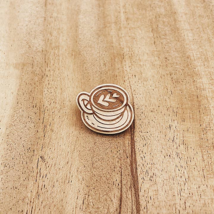 Cappuccino Love Wooden Pin for wholesale by The Wooden Pin