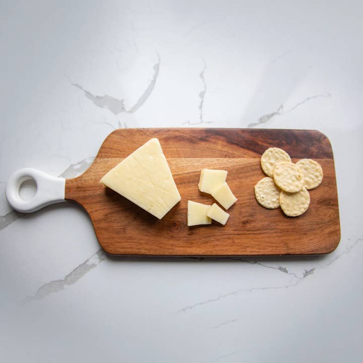 Wood+White Collection Acacia Wood Rectangle Charcuterie for wholesale by Jeanne Fitz