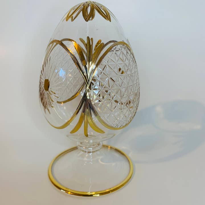 Dandarah - Vente Décorations de table - Oeuf de table en verre soufflé fait main avec de l'or