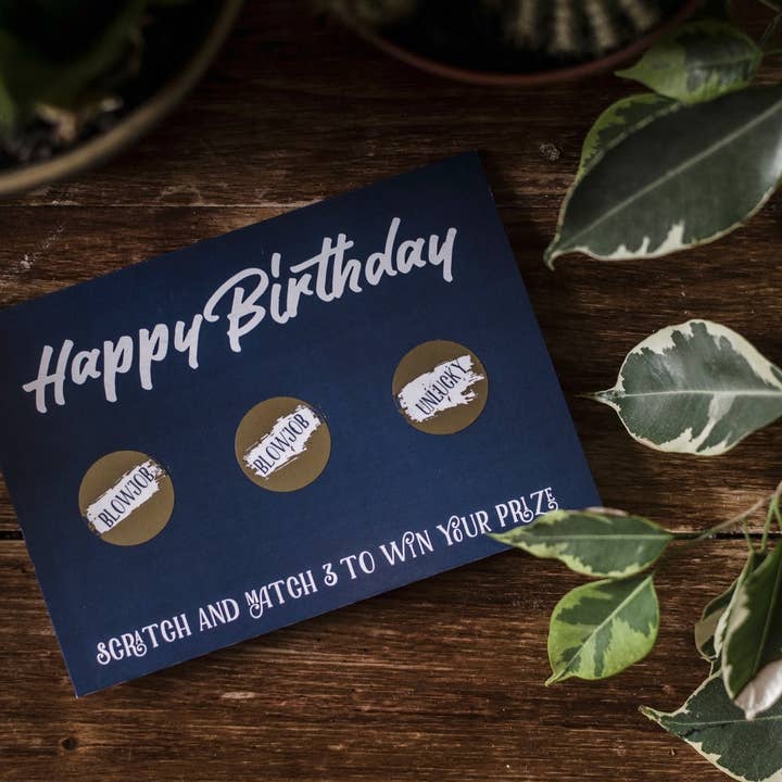 Funny Birthday Card - Scratchcard Blo*Job / Boyfriend for wholesale by Drop Scone Designs