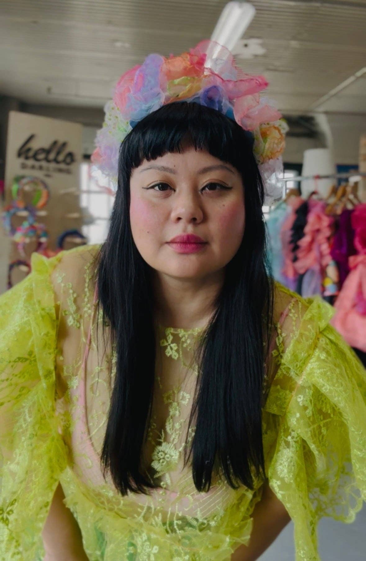 Hello Darling - Venta al por mayor Cinta para el pelo - Mujer - Diadema de organza floral azul hada3