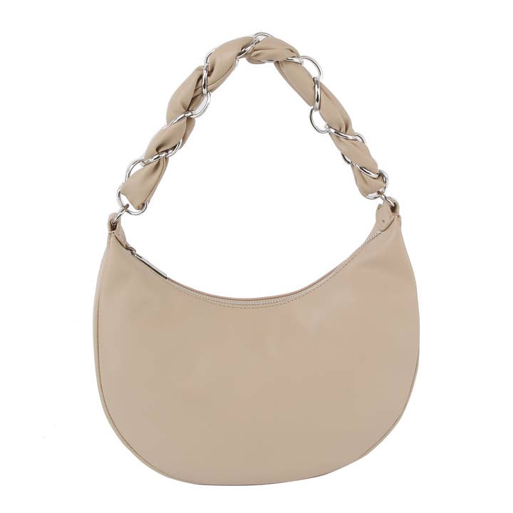 Soft leather chain handle shoulder bag for wholesale by Handbag Factory Corp