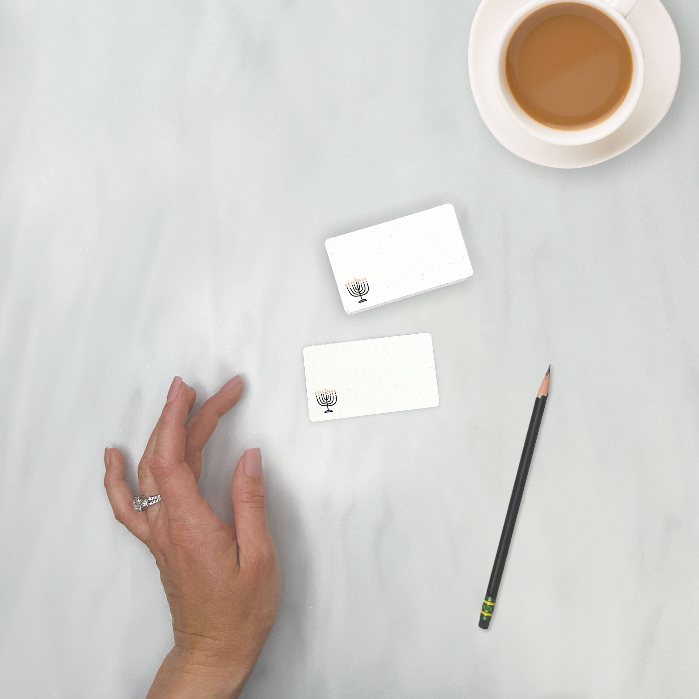 Lemon Doodle - Wholesale Stationery/Notecard Set - Simple Hanukkah Menorah - Mini Note Cards (Pack of 56)2