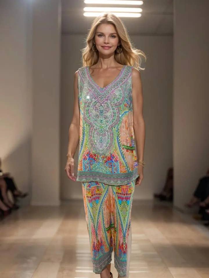 Silk Embellished Camisole Top Monet for wholesale by Kaftans that Bling