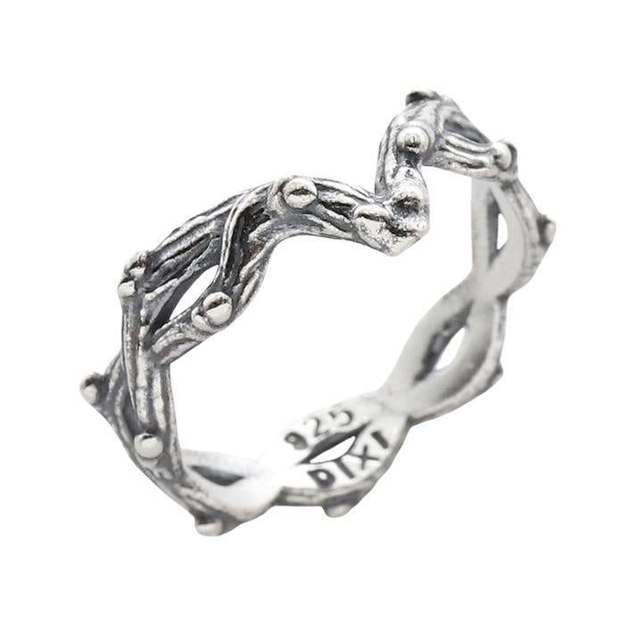 Silver Double Wishbone Thorn Branch Ring for wholesale by Shop Dixi LTD