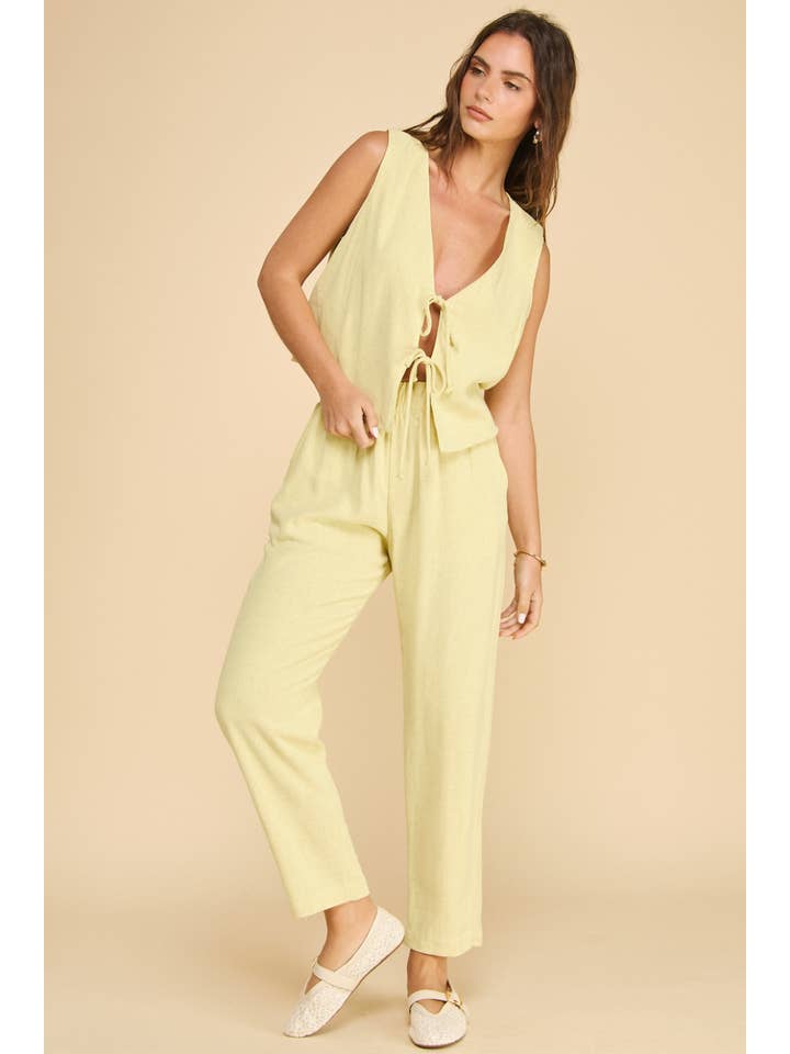 ISB1349 Linen Tie Vest Yellow for wholesale on Faire