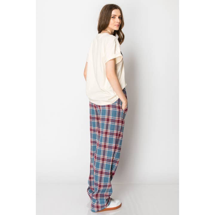 SKYLAR ROSE - Wholesale Pants - Women's - Flannel Plaid Pajama Boxer Wide Leg Lounge PANTS4