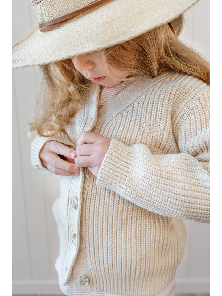 Homegrown Kids - Wholesale Cardigan – Kids - Chunky Knit Cardigan Oat1